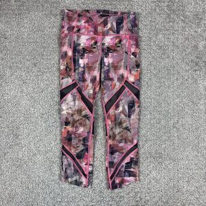 Lululemon On Pace Crop Leggings Womens 4 Pink Sun Daze Yoga Running Activewear